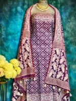 Ikkat Dark Purple Unstitched 2 Piece Jamdani Suit Set