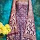 Ikkat Dark Purple Unstitched 2 Piece Jamdani Suit Set