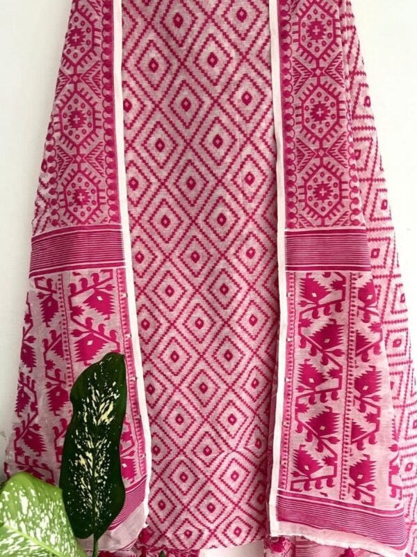 Ikkat Light Cream Unstitched 2 Piece Jamdani Suit Set