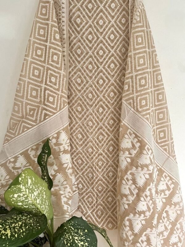 Ikkat Mushroom Unstitched 2 Piece Jamdani Suit Set