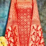 Ikkat Red Unstitched 2 Piece Jamdani Suit Set