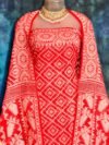 Ikkat Red Unstitched 2 Piece Jamdani Suit Set
