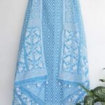 Ikkat Sky Blue Unstitched 2 Piece Jamdani Suit Set