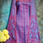 Ikkat Warm Purple Unstitched 2 Piece Jamdani Suit Set