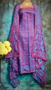 Ikkat Warm Purple Unstitched 2 Piece Jamdani Suit Set