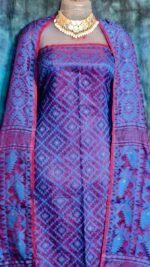 Ikkat Warm Purple Unstitched 2 Piece Jamdani Suit Set