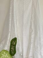 Ikkat White Unstitched 2 Piece Jamdani Suit Set