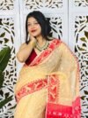 Light Orange Soft Buti Korat Jamdani Saree
