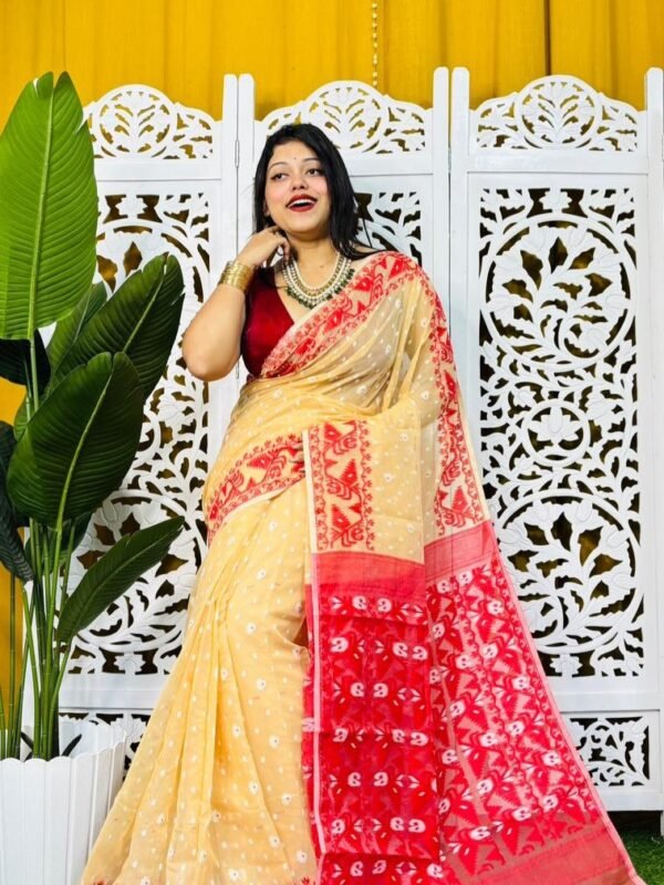 Light Orange Soft Buti Korat Jamdani Saree