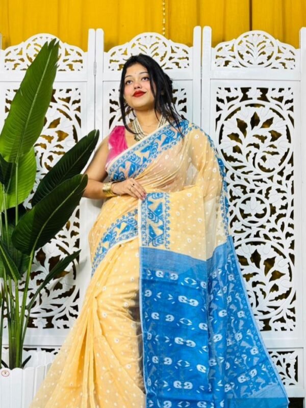 Light Yellow Soft Buti Korat Jamdani Saree