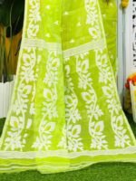 Loto Pata Soft Bright Olive Jamdani Sari