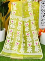 Loto Pata Soft Dirty Yellow Jamdani Sari