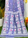 Loto Pata Soft Dusky Blue Jamdani Sari