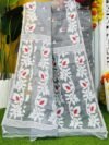 Loto Pata Soft Grey Jamdani Sari