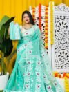 Loto Pata Soft Persian Green Jamdani Sari