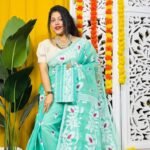 Loto Pata Soft Persian Green Jamdani Sari