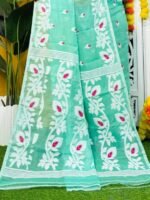 Loto Pata Soft Persian Green Jamdani Sari