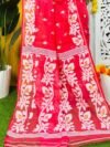Loto Pata Soft Pink Red Jamdani Sari
