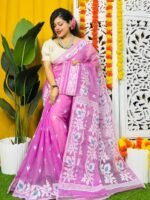 Loto Pata Soft Purplish Pink Jamdani Sari