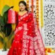 Loto Pata Soft Red Jamdani Sari