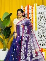 Loto Pata Soft Violent Violet Jamdani Sari