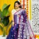 Loto Pata Soft Violent Violet Jamdani Sari