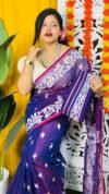 Loto Pata Soft Violent Violet Jamdani Sari