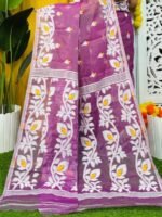 Loto Pata Soft Warm Purple Jamdani Sari