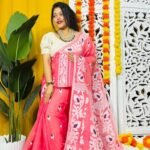 Lota Pata Soft Watermelon Jamdani Sari