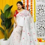 Loto Pata Soft White Jamdani Sari