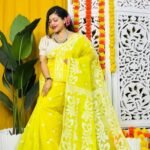 Lota Pata Soft Yellow Jamdani Sari