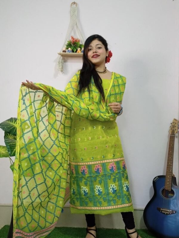 Pata Bahar Avocado Unstitched 2 Piece Jamdani Suit Set