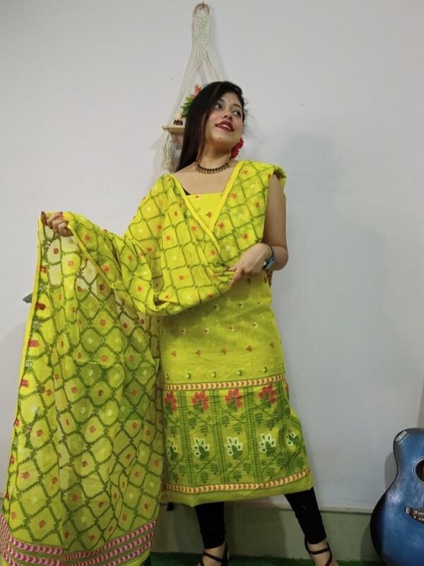 Pata Bahar Brass Unstitched 2 Piece Jamdani Suit Set