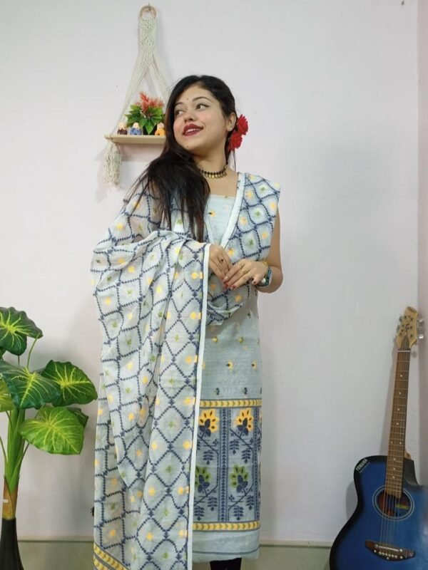 Pata Bahar Hit Grey Unstitched 2 Piece Jamdani Suit Set