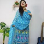 Pata Bahar Picton Blue Unstitched 2 Piece Jamdani Suit Set