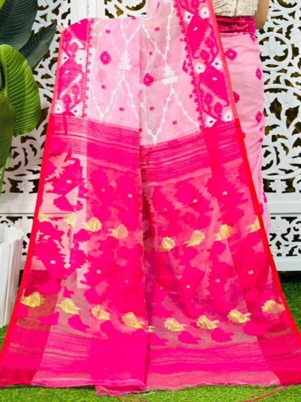 Persian Pink Soft Korat Buti Jamdani Saree