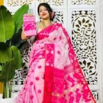 Persian Pink Soft Korat Buti Jamdani Saree