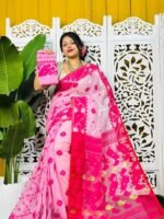 Persian Pink Soft Korat Buti Jamdani Saree