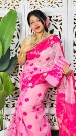 Persian Pink Soft Korat Buti Jamdani Saree