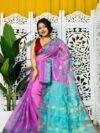 Purplish Pink Soft Korat Buti Jamdani Saree