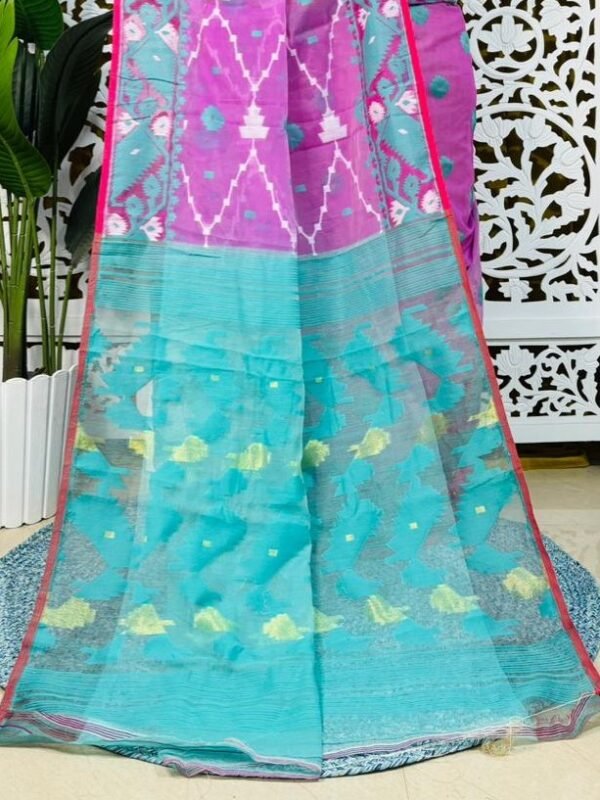 Purplish Pink Soft Korat Buti Jamdani Saree