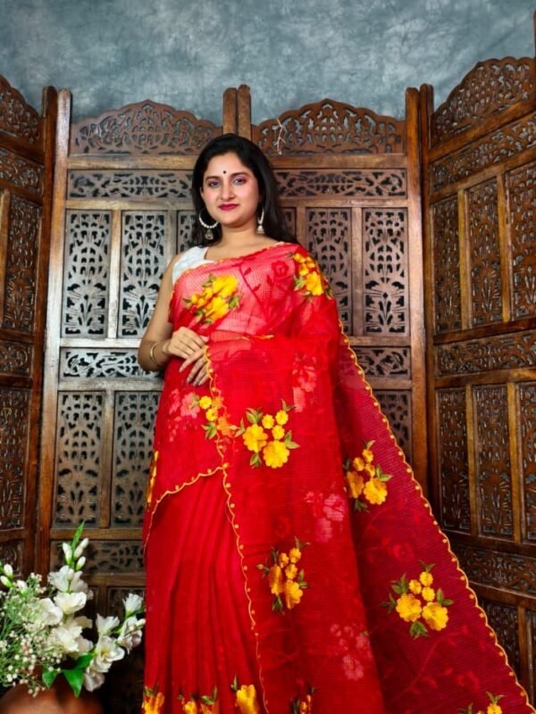 Red Soft Marigold Handloom Saree