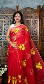 Red Soft Marigold Handloom Saree