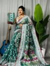 Shiuli Soft Bottle Green Jamdani Sari