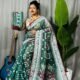 Shiuli Soft Bottle Green Jamdani Sari