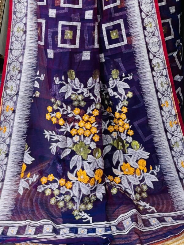 Shiuli Soft Dark Purple Jamdani Sari