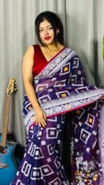 Shiuli Soft Dark Purple Jamdani Sari