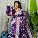 Shiuli Soft Dark Purple Jamdani Sari