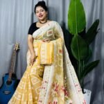 Shiuli Soft Deep Cream Jamdani Sari