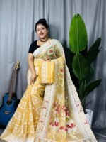 Shiuli Soft Deep Cream Jamdani Sari